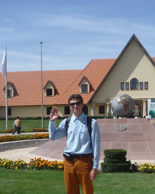 Reese Hollister outside Al Akhawayn University in Ifrane, Morocco.
